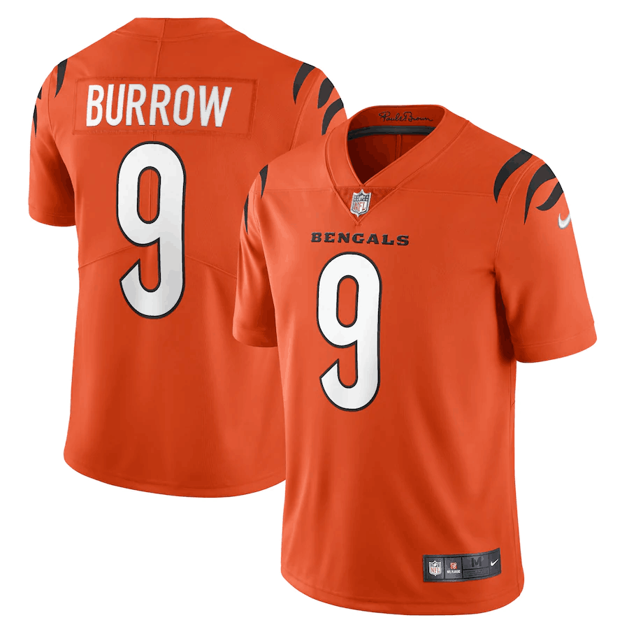 Men's Cincinnati Bengals #9 Joe Burrow 2021 Orange NFL Vapor Untouchable Limited Stitched Jersey